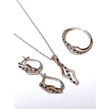 Keskin Gümüş Gümüş Zarif Tasarım Kolye Küpe Yüzük Kadın Set Öğretmenler Günü Hediye L