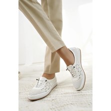 Nesil Shoes Sdf 701-3 Beyaz Içi Deri Günlük Kadın Ayakkabı
