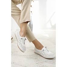 Nesil Shoes Sdf 701-3 Beyaz Içi Deri Günlük Kadın Ayakkabı