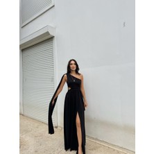 Sindi Moda Manolya Bel Detay Tek Kol Abiye 582603