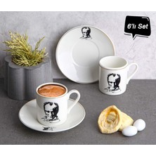 Atatürk Imzalı Gold Detaylı Türk Kahvesi Seti 6 Kişilik 12 Parça