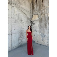 Sindi Moda Mine Ip Askı Yırtmaçlı Simli Abiye 58249