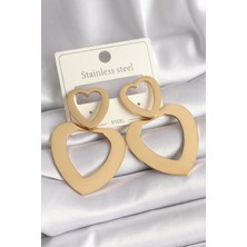 Callerrons Accessories Gold Renk Kalp Model Kadın Küpe - EBJ261410W29307