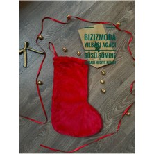 Yılbaşı Kırmızı Christmas Şömine Çorabı Hediye Kesesi Yılbaşı Ağacı Süsü 23CM x 33CM
