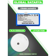 Global Batarya Sentar Mop 1s Akıllı Robot Süpürge Bataryası 14.4v 3200mAh Li-ion Pil Yüksek Kapasite)