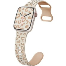 Alstrap Apple Watch 6 7 8 9 10 Se Ultra Uyumlu 44-45-46-49MM Leopar Desenli Silikon Kordon