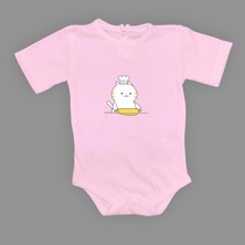 Mnk Baby & Kids Baskılı Şef Kedi Bebek Çıtçıtlı Body - MNK0657-KOYU Pembe-2 Yaş