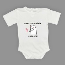 Annesinin Minik Prensesi Kalpli Baskılı Bebek Body Zıbın Çıtçıtlı Badi