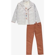 Mnk Baby & Kids Gömlek ,pantolon ,t-Shirt Daire Desen 3parça Erkek Çocuk Takım TTR-01YVRLK