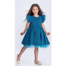 Mnk Baby & Kids Simli Şanzelize Kız Çocuk Abiye Elbise M00669
