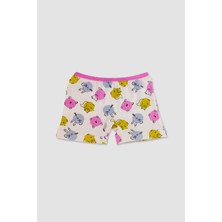 Elmas Kids Kız Çocuk Pamuklu Pembe Beyaz Kedi Desenli Atlet Boxer Takımı