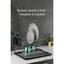 Le Touche Bulaşıklık Bulaşık Sepeti Paslanmaz Iki Katlı Tabaklık Termo Plastik Kaplama