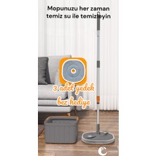 Moppak Mop Temizlik Seti Temiz&kirli Su Ayrımı Mikrofiber Kare Başlık 1 Yedek Bez Hediye