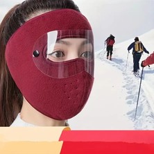 Motoanl Motosiklet Bisiklet ve Kayak Için Uygun Maske Göz ve Yüz Rüzgar Korumalı Termal Polar Maske Kırmızı