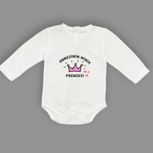 Mnk Baby & Kids Annesinin Minik Prensesi Çıtçıtlı Beyaz Uzun Kollu Body MNK0613