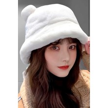 Uniquetrenders Kadın Sevimli Ayı Kulak Peluş Bucket Şapka
