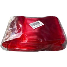 Omeyva Plastik Şeffaf Kırmızı Sup Kaşık - Tatlı Dondurma Kaşığı - 12.5  cm . - 50 Adetlik Paket
