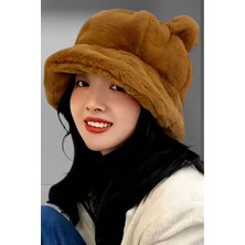 Uniquetrenders Kadın Sevimli Ayı Kulak Peluş Bucket Şapka