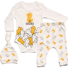 Unisex Beyaz Sarı Chıcks Ördekli 3'lü Takım