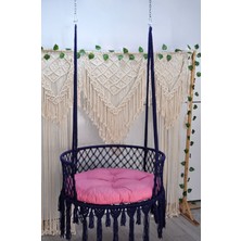 Altınoluk Hamak Makrome 80 Lik Salıncak (Lacivert)  Minderli