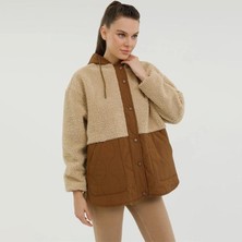 Lumberjack Kadın Mont Camel 4W Wl Hannah 6CT2008 Rahat Kesim Uzun Kollu Polar Kumaş