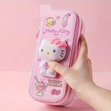 Çocuk Kalem Kutusu 3D Hello Kitty Figürlü 2 Bölmeli Geniş