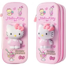 Çocuk Kalem Kutusu 3D Hello Kitty Figürlü 2 Bölmeli Geniş