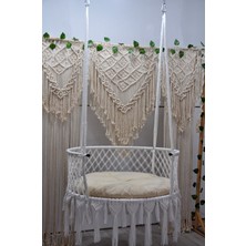 Altınoluk Hamak Makrome 80 Lik Salıncak (Beyaz) Minderli