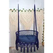 Altınoluk Hamak Makrome 80 Lik Salıncak (Lacivert)  Minderli