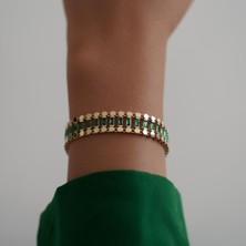 Altıntaş Yeşil Bagetli Dizi Altın Bileklik
