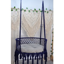 Altınoluk Hamak Makrome 80 Lik Salıncak (Lacivert)  Minderli