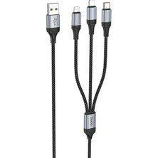 Hoco X102 Fresh 1m 2.4A 3in1 USB To Type-C / Lightning ve Micro Çıkışlı Hızlı Şarj Data Kablosu