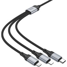 Hoco X102 Fresh 1m 2.4A 3in1 USB To Type-C / Lightning ve Micro Çıkışlı Hızlı Şarj Data Kablosu