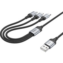 Hoco X102 Fresh 1m 2.4A 3in1 USB To Type-C / Lightning ve Micro Çıkışlı Hızlı Şarj Data Kablosu