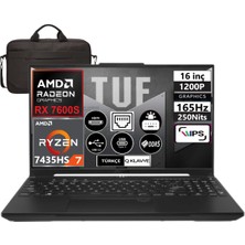 Asus Tuf Gaming A16 FA617NSR Amd Ryzen 7-7435HS 16GB Ddr5 2tb SSD RX7600S 16.0" Fhd 165Hz Freedos + Çanta Hediye