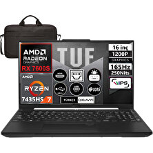 Asus Tuf Gaming A16 FA617NSR Amd Ryzen 7-7435HS 64GB Ddr5 512GB SSD RX7600S 16.0" Fhd 165Hz Freedos + Çanta Hediye