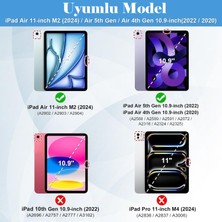 M.tk moveteck Apple iPad Air 11INÇ 2024 Kılıf Flip Cover Kalem Bölmeli Akıllı Uyku Modlu Standlı Kapaklı Arkası Renkli Pc Case M2 A2902 A2903 A2904