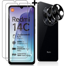 MTK Moveteck Xiaomi Redmi 14C Uyumlu Kamera Lens Koruyucu Camı Siyah Çerceveli + 9h Ekran Koruyucu Cam (2in1 Set)