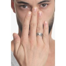 Labalaba Erkek Antik Gümüş Kaplama Ayarlanabilir Melek Kanadı Stilizesi Yüzük