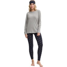 Calvin Klein Tommy Hilfiger Kadın Gri Pijama Takımı ( Göz Bandı Hediyeli ) UW0UW05639