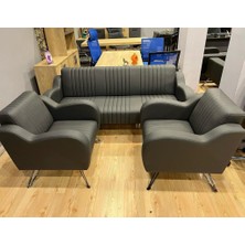 ENG Ofis Mobilyaları Defne Deri Oturma Grubu 3+1+1