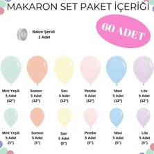 Konsept Sepeti 60 Adet Makaron Balon Zincir Seti Mint Yeşili Somon Sarı Pembe Mavi Lila Balon Doğum Günü Setleri