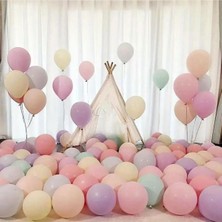 Konsept Sepeti 60 Adet Makaron Balon Zincir Seti Mint Yeşili Somon Sarı Pembe Mavi Lila Balon Doğum Günü Setleri