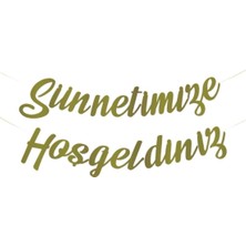 Konsept Sepeti 100 Adet Zincir Balon Set Mavi Lacivert Krom Gold Konfetili, Gold Sünnetime Hoşgeldiniz Banner