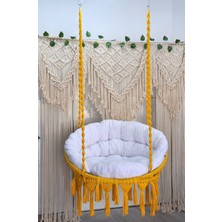 Altınoluk Hamak Makrome Relax Salıncak ( Sarı )  Minderli
