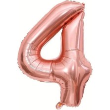 Konsept Sepeti 4 Yaş Rosegold Balon Seti Rosegold Konfetili Beyaz Balon Happy Birthday Banner(Balon Bandı Hediyeli)