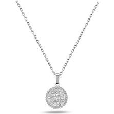 Brezza Lusso Jewelry Timeless Series Zirkon Taşlı Gümüş Parıltılı Küre Kolyesi