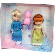 Elsa ve Anna Biberonlu 13 cm Ikili Küçük Oyuncak Bebekler