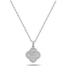 Brezza Lusso Jewelry Timeless Series Zirkon Taşlı Gümüş Zarif Yaprak Kolyesi