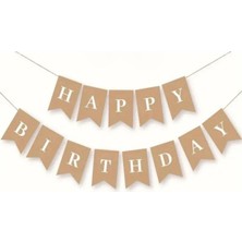 Konsept Sepeti Yaş Retro Krem Balon Seti Krom Gold Deniz Kumu Beyaz Happy Birthday Banner (Balon Bandı Hediyeli)